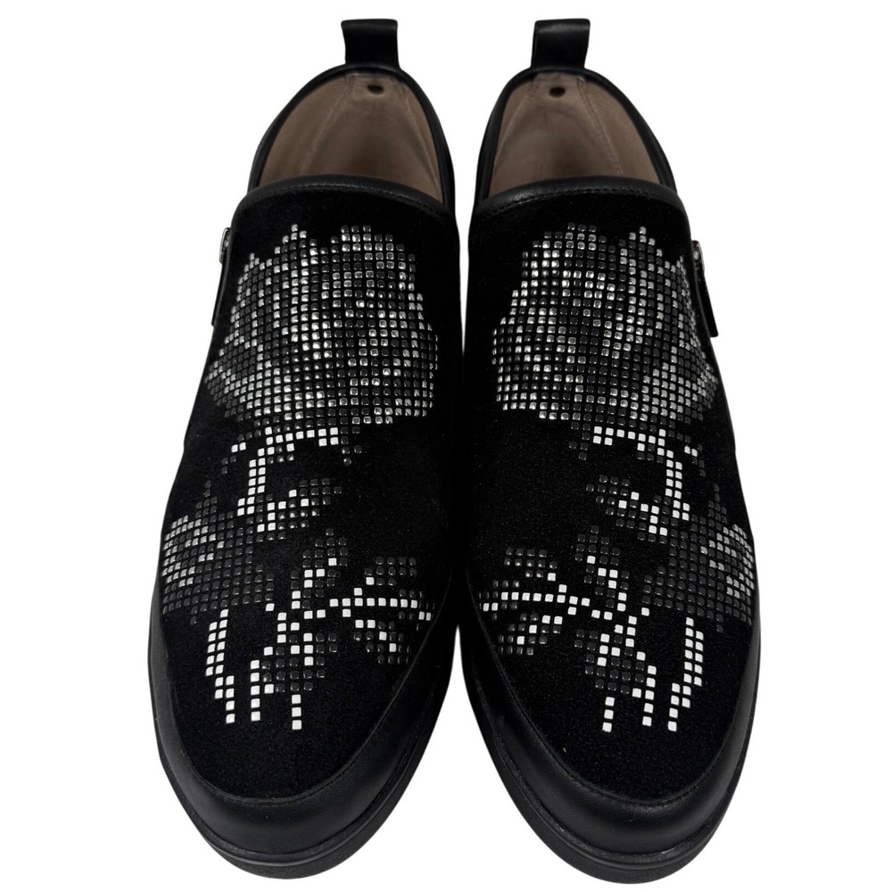 NEW Donald Pliner Mylasp Slip-On Suede Sneakers, Black, Pixelated Rose, Size 9M